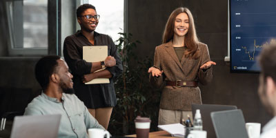 Two managers conducting a business meeting